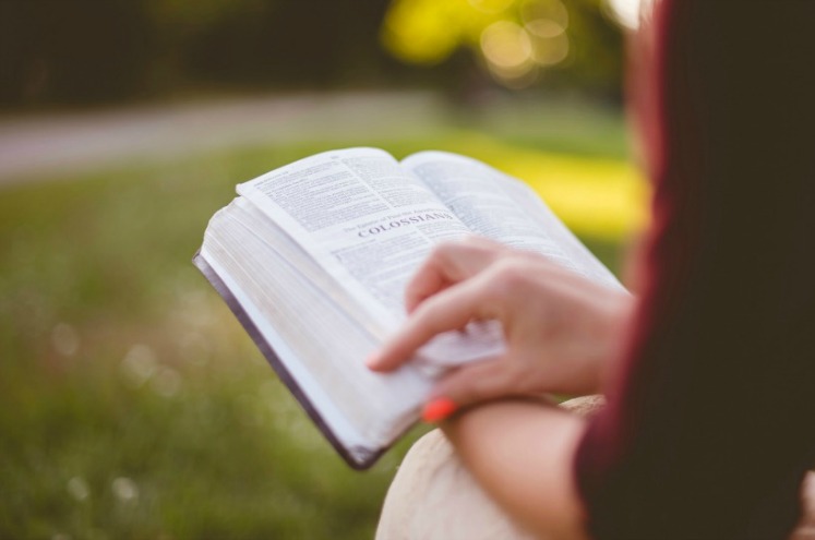 дівчина читає книгу мормона